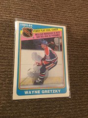 Wayne Gretzky 1984-85 O-Pee-Chee #383 Goal Leaders: Wayne Gretzky 1984-85 O-Pee-Chee #383 Goal Leaders
