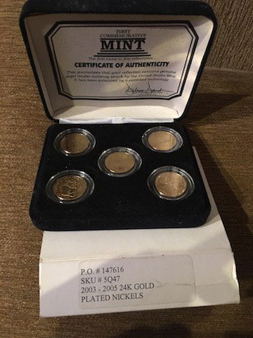 first commemorative mint Gold Plated Nickels  nickels (1 of 2)