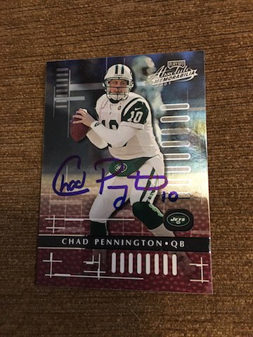 Chad Pennington 2001 Absolute Autograph ON Card with: Chad Pennington 2001 Absolute Autograph ON Card with COA
