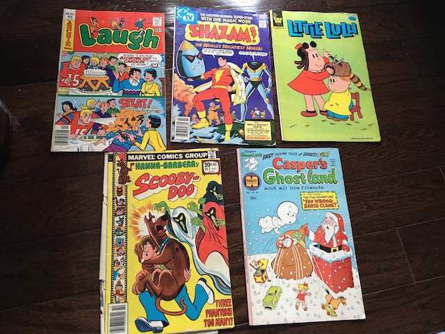 Lot of 5 Vintage Comics: Laugh Scooby Doo Shazam and (1 of 1)