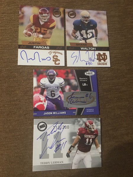 Football Autograph Rc Lot: Lehman, Williams, Fargas,: Football Autograph Rc Lot: Lehman, Williams, Fargas, Walton,