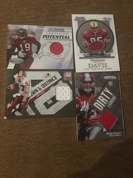 Football Jersey Card Lot: Mike Evans Prizm Patch RC, (1 of 4)