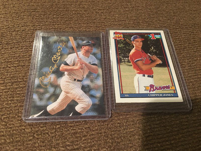 Chipper Jones 1991 Topps RC and Mickey mantle Lot (1 of 2)