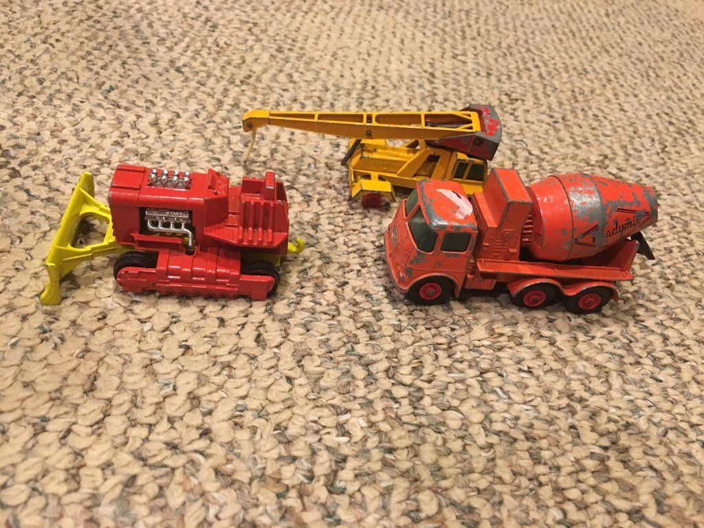 Vintage Lesney Matchbox King Size Jumbo Crane: Vintage Lesney Matchbox King Size Jumbo Crane and mixer Lot