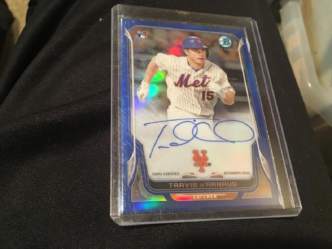 2014 Bowman Chrome Travis D'Arnaud auto blue /150 (1 of 2)