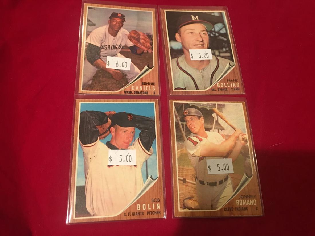 1962 Topps Vintage Lot: Bennie Daniels Frank Bolling Bob Bolin Johnny Romano