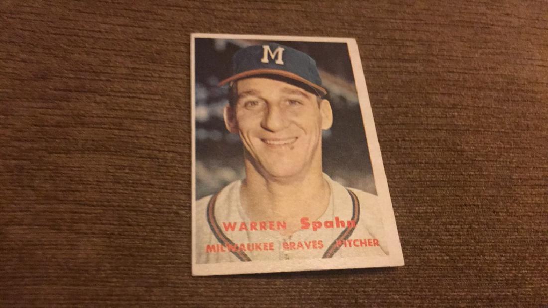 Warren Spahn 1957 topps vintage baseball card (1 of 2)