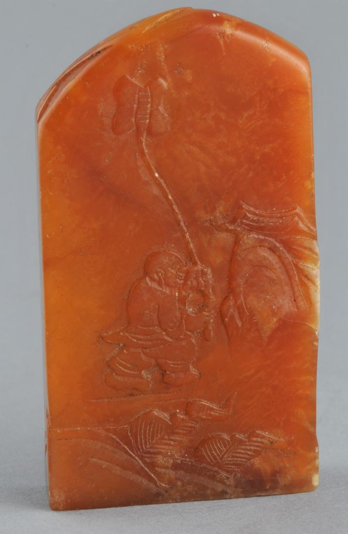 Soapstone seal. Honey coloured stone surface carved (1 of 5)