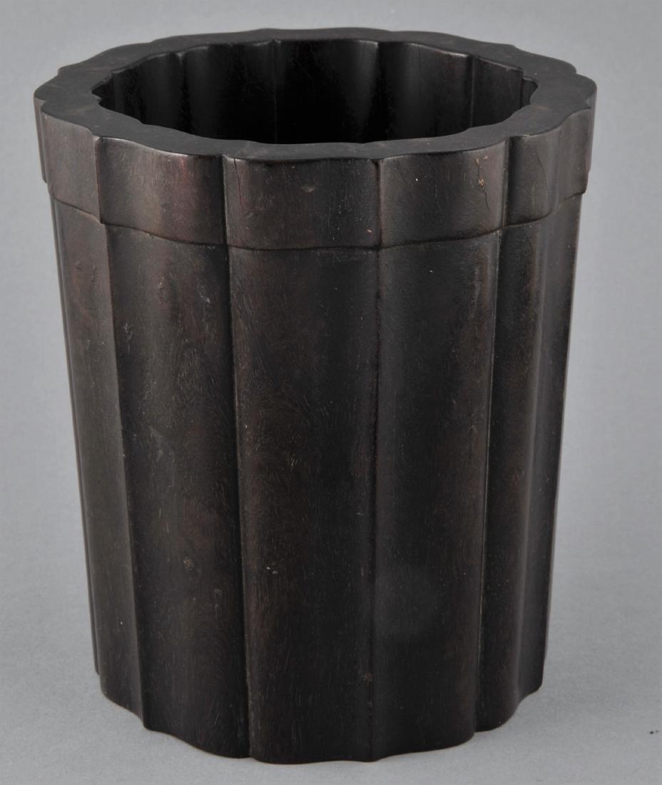 Tzu Tan brush pot. China. 18th/19th century. Fluted: Tzu Tan brush pot. China. 18th/19th century. Fluted carved sides. 5" d. x 5-1/2" h. For additional and high-resolution images, please copy and paste the following link: https://www.dropbox.com/sh/cw53