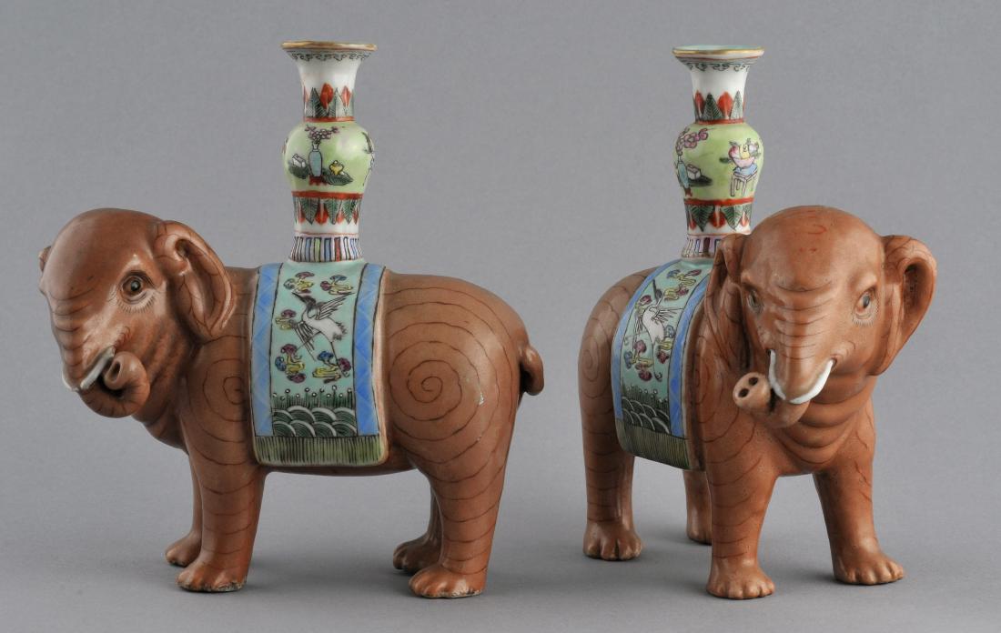 Pair of Chinese Export elephants. Early 20th century. (1 of 8)