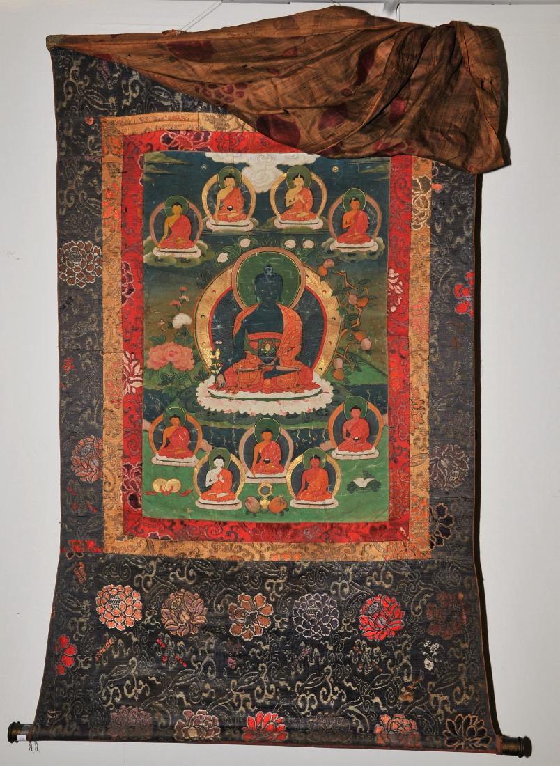 Buddhist Icon. Tibet. 19th C. Thangka. Distemper. (1 of 7)