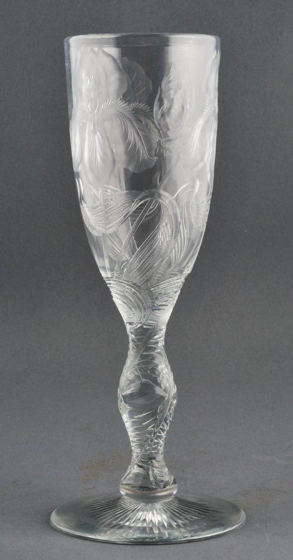 Stevens and Williams. Intaglio cut glass tall stem (1 of 7)