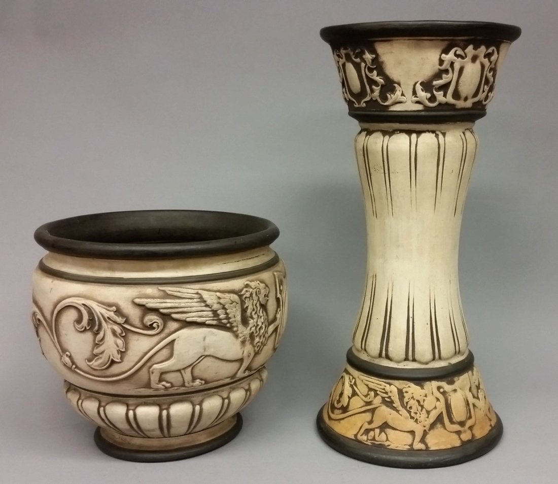 Weller Art Pottery. Two piece planter on stand. (1 of 10)