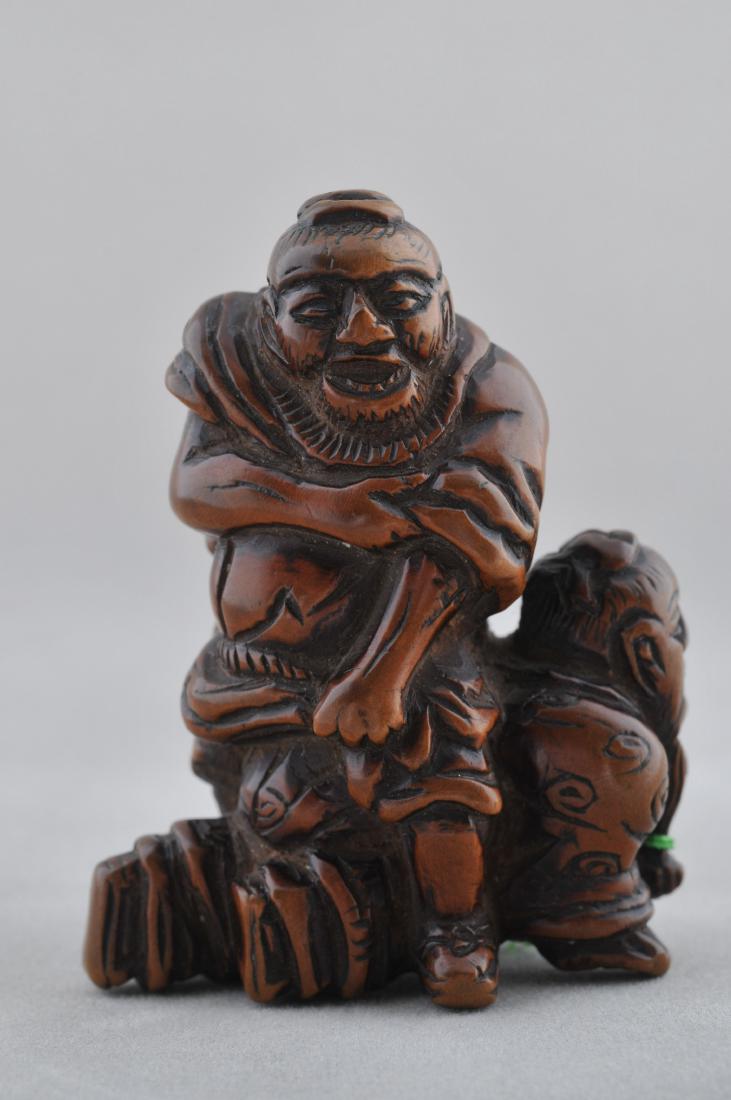 Wooden Netsuke. Japan. 18th/19th century. Figure of two: Wooden Netsuke. Japan. 18th/19th century. Figure of two wrestlers. 2-1/4" long. All items in session one were collected by William H. Smith (1853-1923)