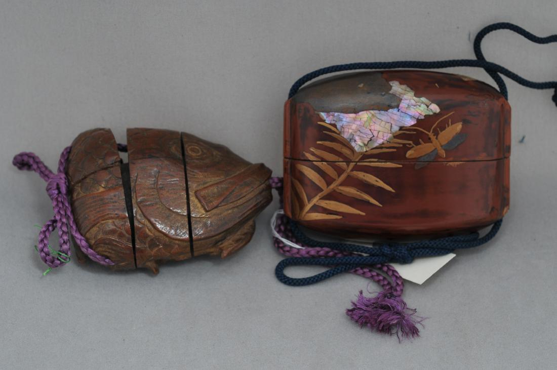 Lot of two. Inro. Japan. Meiji period (1868-1912). (1 of 6)