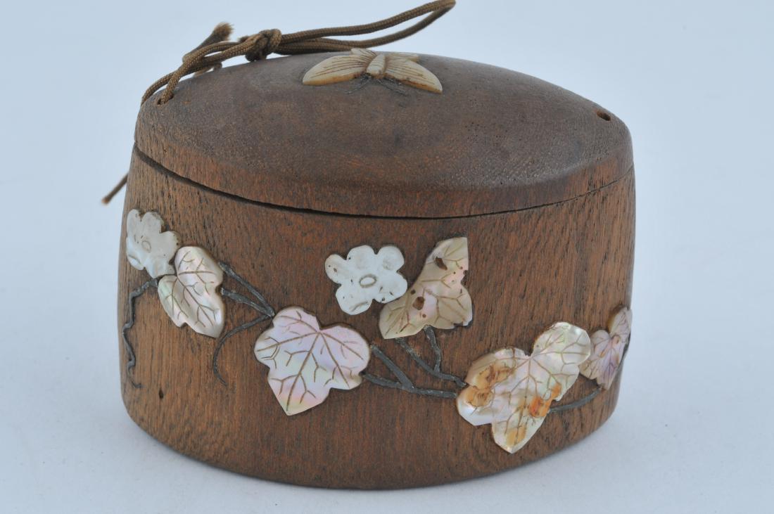 Wooden inro. Japan. 19th century. Surface inlaid with (1 of 7)