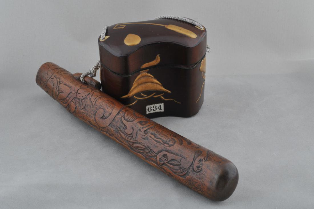 Pipe case and tobacco box. Japan. 19th century. Case of (1 of 8)
