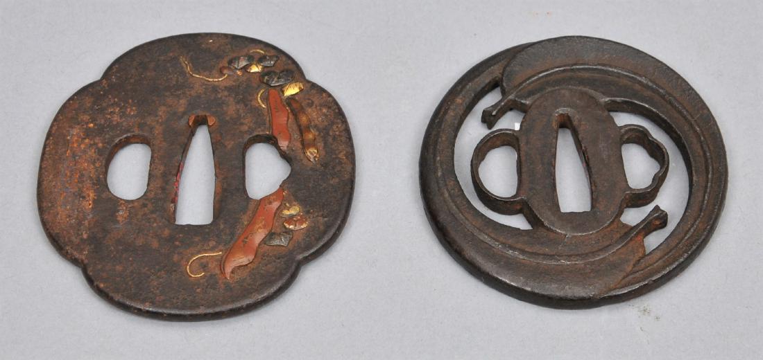 Two handguards. 18th/19th century. Steel. One carved (1 of 5)