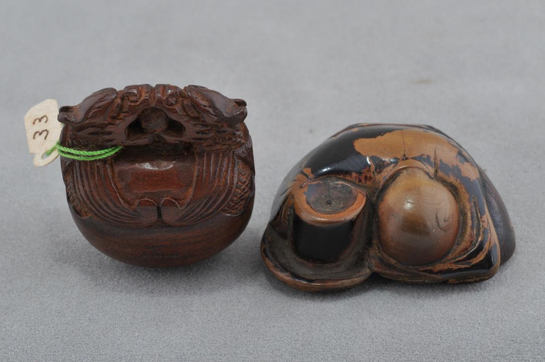 Two carved wooden Netsukes. Japan. 19th century. A (1 of 6)
