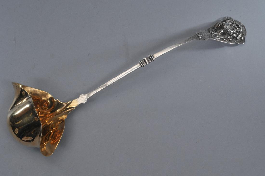 Large coin silver punch ladle with large "Bachus" (1 of 6)