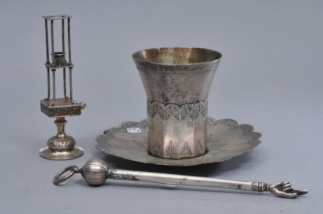 Lot of four. Judaic Continental silver items. (1) A (1 of 7)