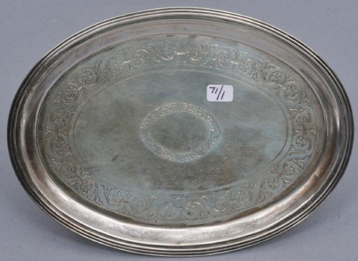 Georgian sterling oval teapot stand having chased (1 of 4)