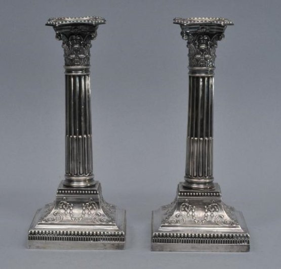 Pair of Sheffield England sterling silver doric column (1 of 7)