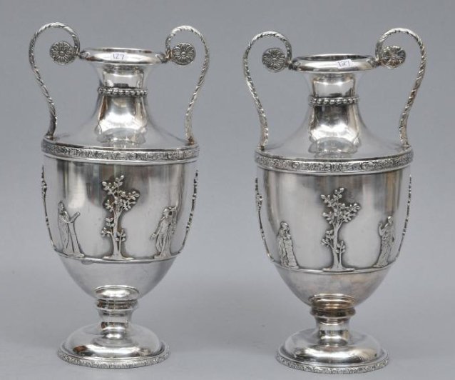 Pair of Sterling silver vases marked Italy and (1 of 12)
