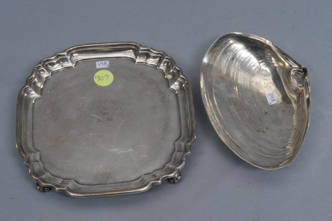Lot of two sterling siver items. A square footed trat (1 of 7)