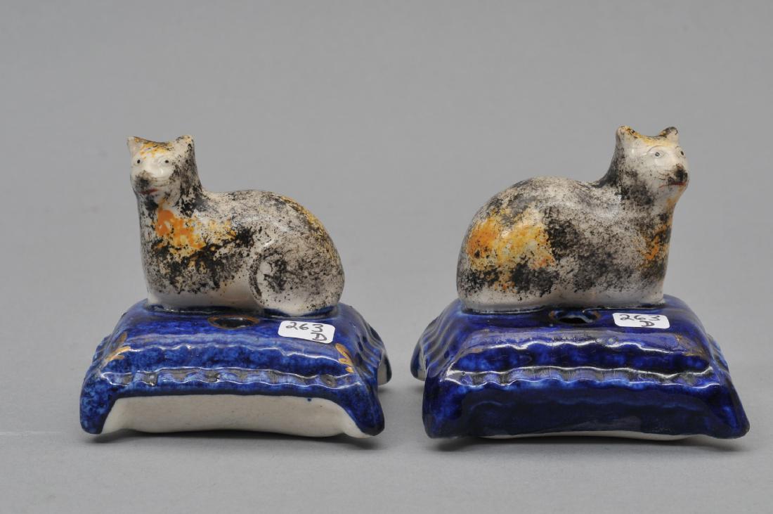 Pair of 19th century Staffordshire Pottery figural cat (1 of 6)