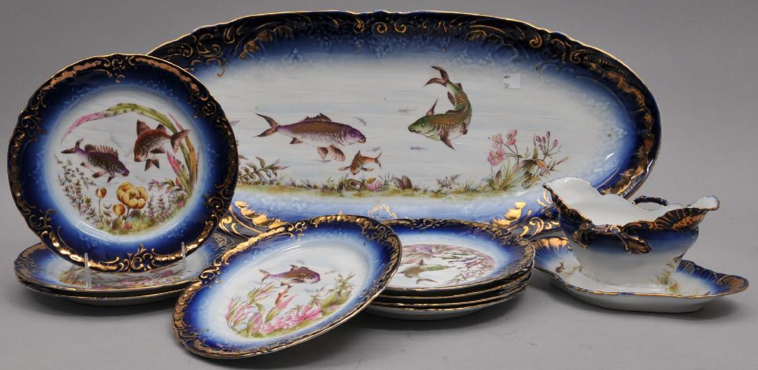 Carlsbad Austria nine piece fish service consisting of (1 of 18)