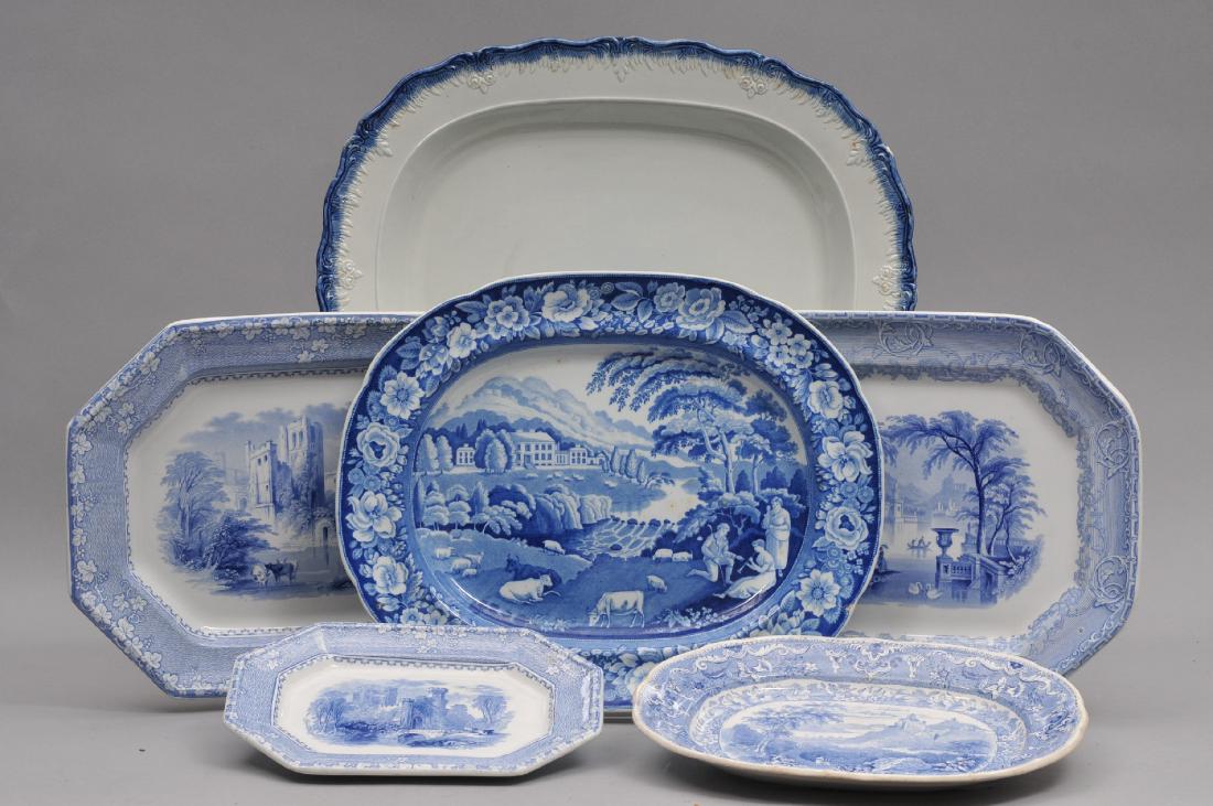 A large feather edged Leeds serving platter along with (1 of 16)