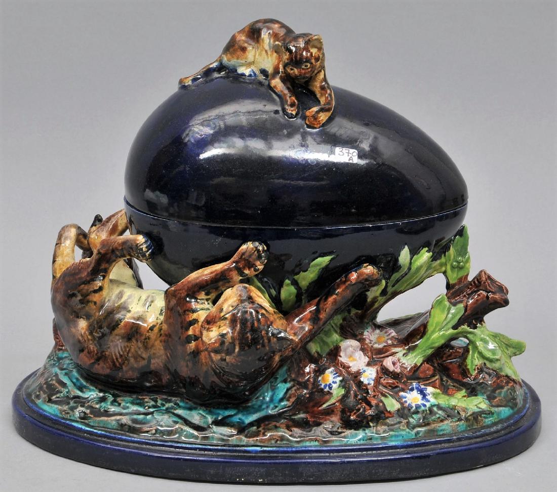 Rare 19th century German Majolica pottery egg form (1 of 11)