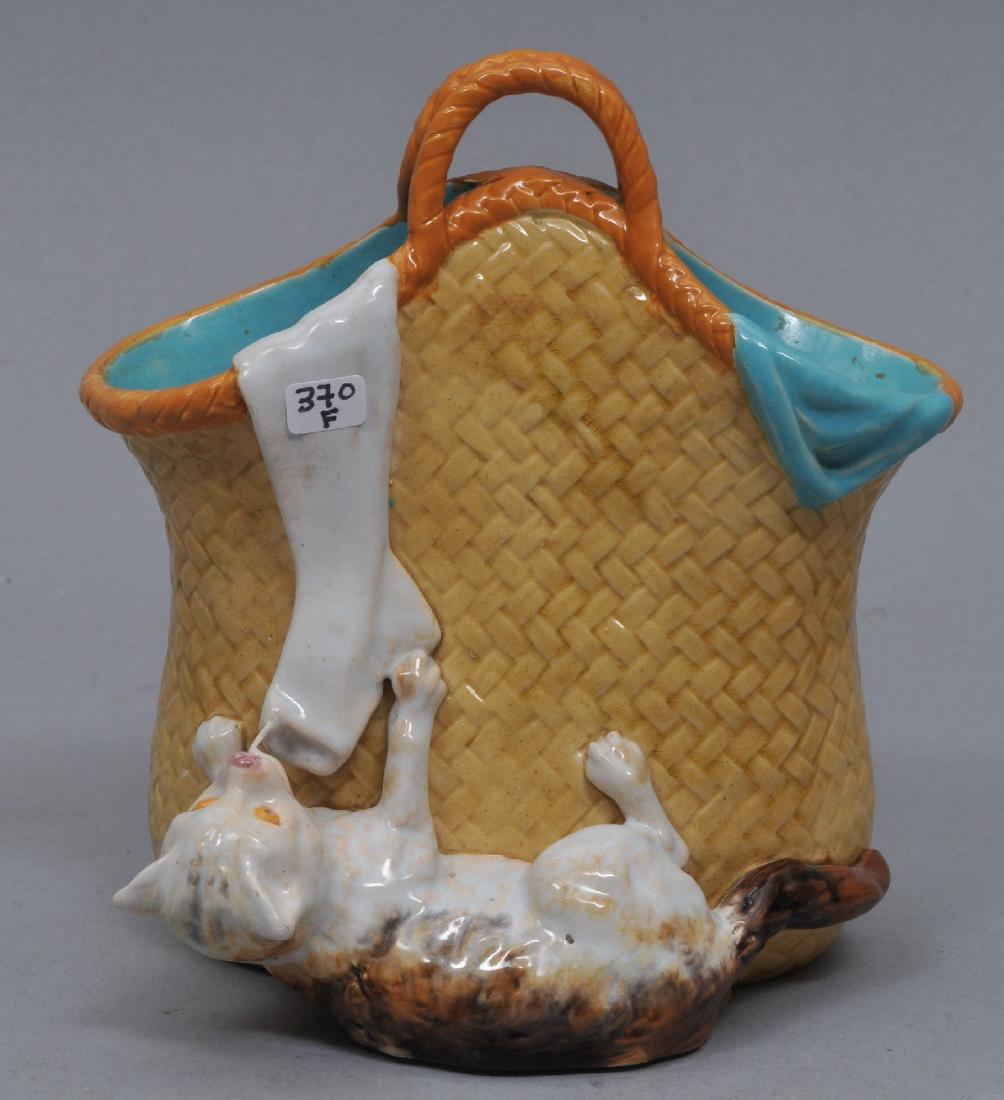 Rare 19th century Mintons Majolica Pottery basket form (1 of 9)