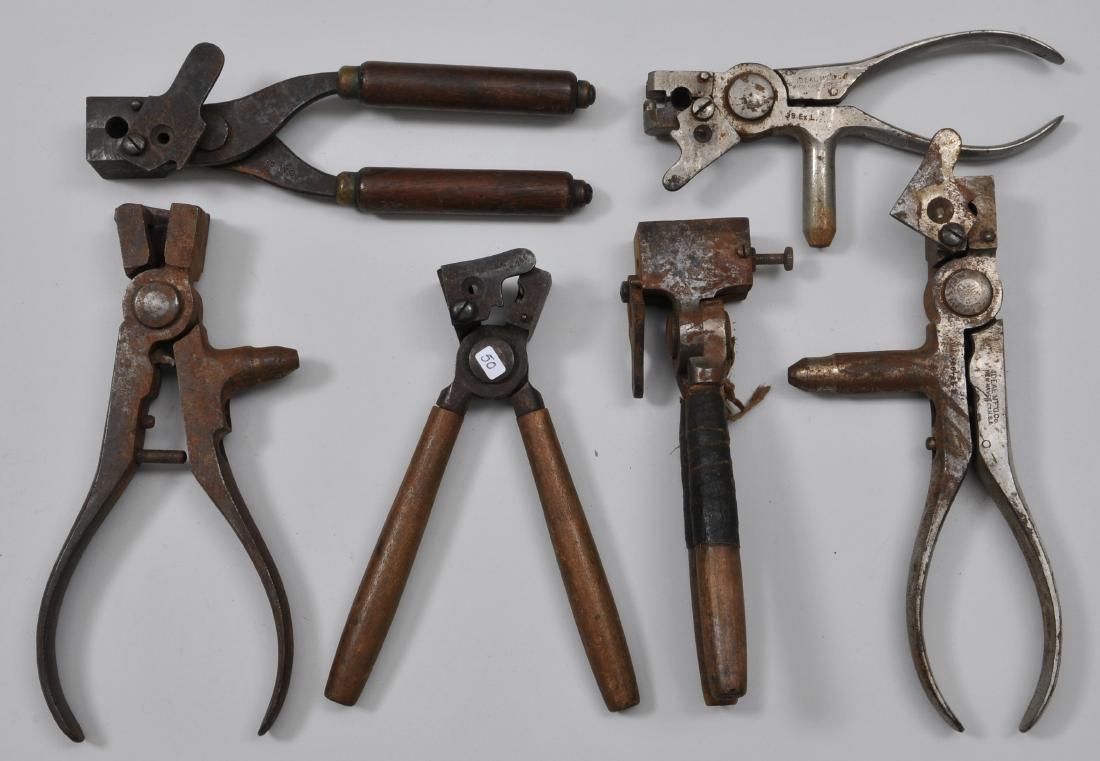 Lot of six patented bullet molds. Four are made by the: Lot of six patented bullet molds. Four are made by the Ideal MFG Co. One by the Perfection Co. One by Chester Repeating Arms Co.