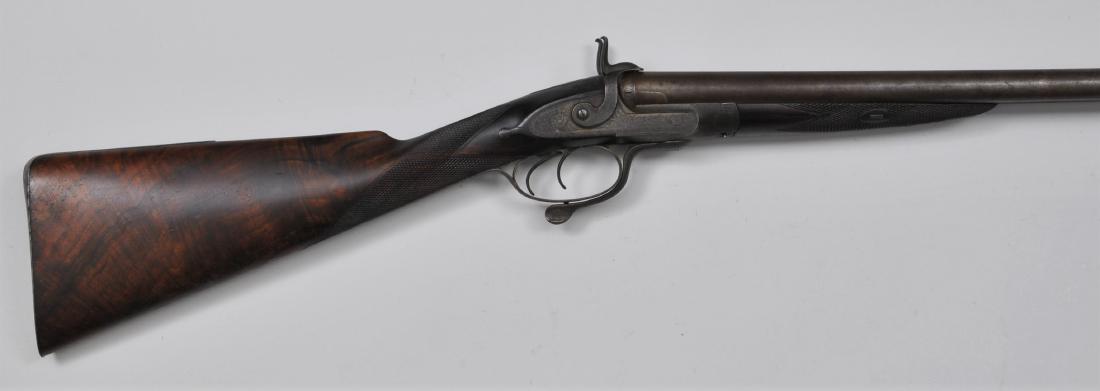 William Moore & Grey Shotgun Double 30-7/8" barrels: William Moore & Grey Shotgun Double 30-7/8" barrels marked "WILLIAM MOORE & GREY 43 OLD BOND STr. LONDON 2" having English proofs with a single bead sight. The hammers, lock plates, trigger guard, for