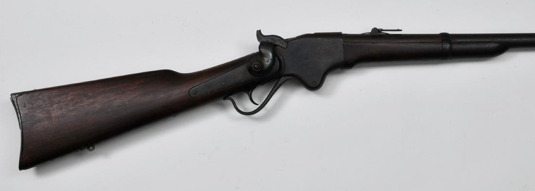 Model 1860 Civil War Spencer Repeating Carbine. Stamped: Model 1860 Civil War Spencer Repeating Carbine. Stamped on Barrel Breech top " SPENCER REPEATING RIFLE CO. BOSTON. MASS. PAT'D MARCH 6 1860" Serial #48686 which appears to be the 1863 Civil War contra