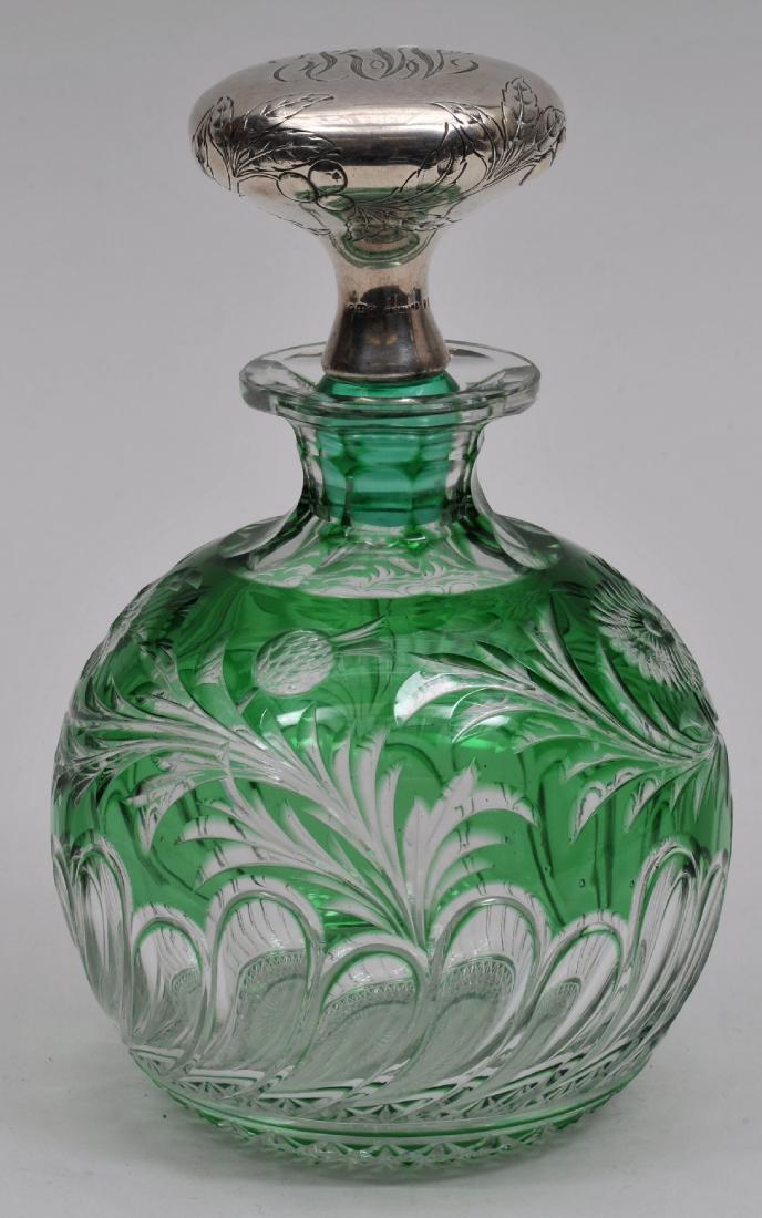 cut to clear overlay glass dresser Large Antique Jadeite Glass Perfume