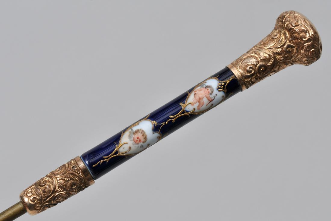 19th century Walking Stick (cane) with gold plated (1 of 7)