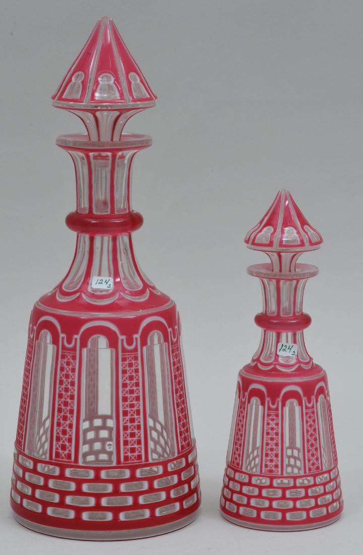 Two Mid 19th century Bohemian cut glass pink to white (1 of 11)