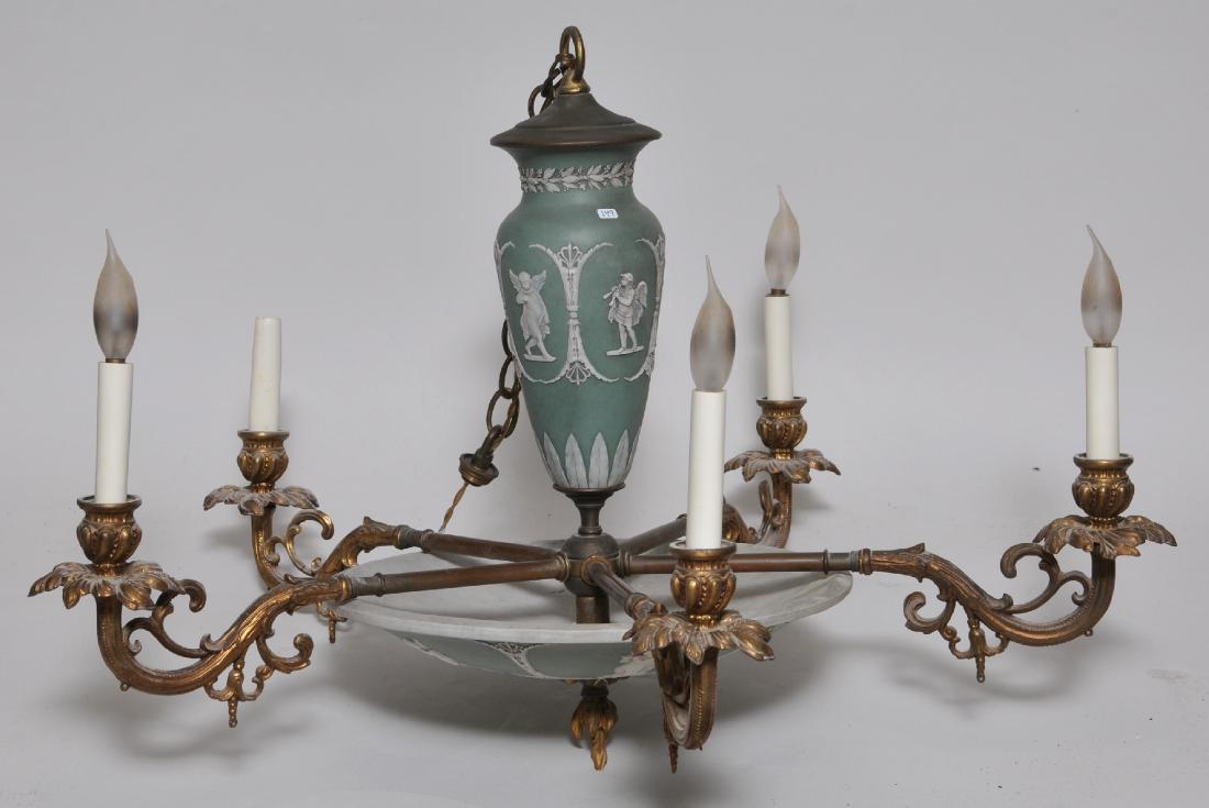 Early 20th century Wedgwood green Jasperware five light (1 of 13)