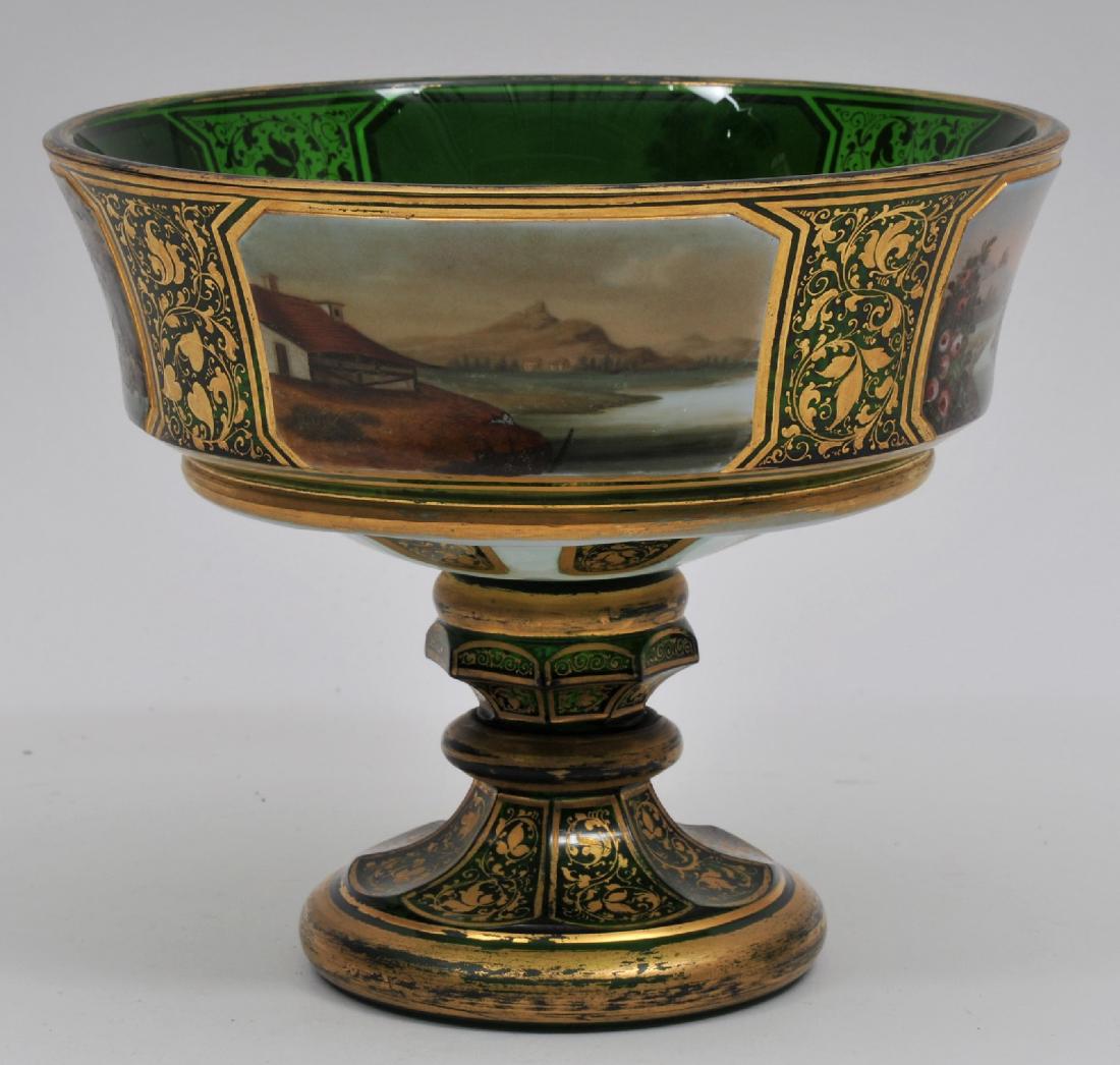 19th  century glass Moser style white cut to green (1 of 11)