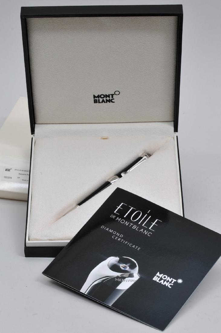Etoile Mont Blanc Diamond ball point pen in original: Etoile Mont Blanc Diamond ball point pen in original box with certificate. Clip marked "YS 1346161". Certificate also shows date of purchase 6 May 2009. Appears to have never been used.