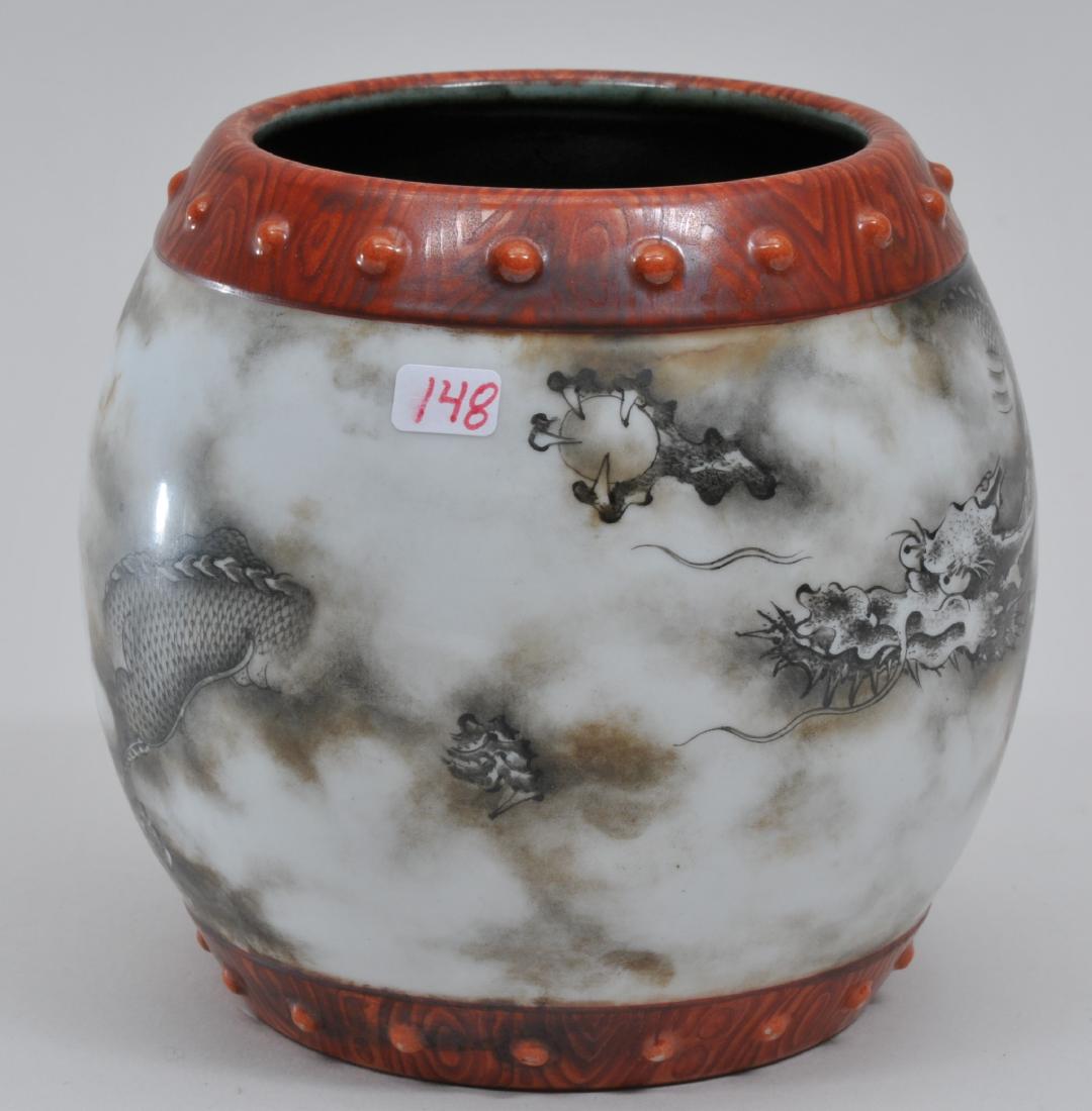 Porcelain vase. China. 20th  century. Drum shaped. Faux (1 of 10)