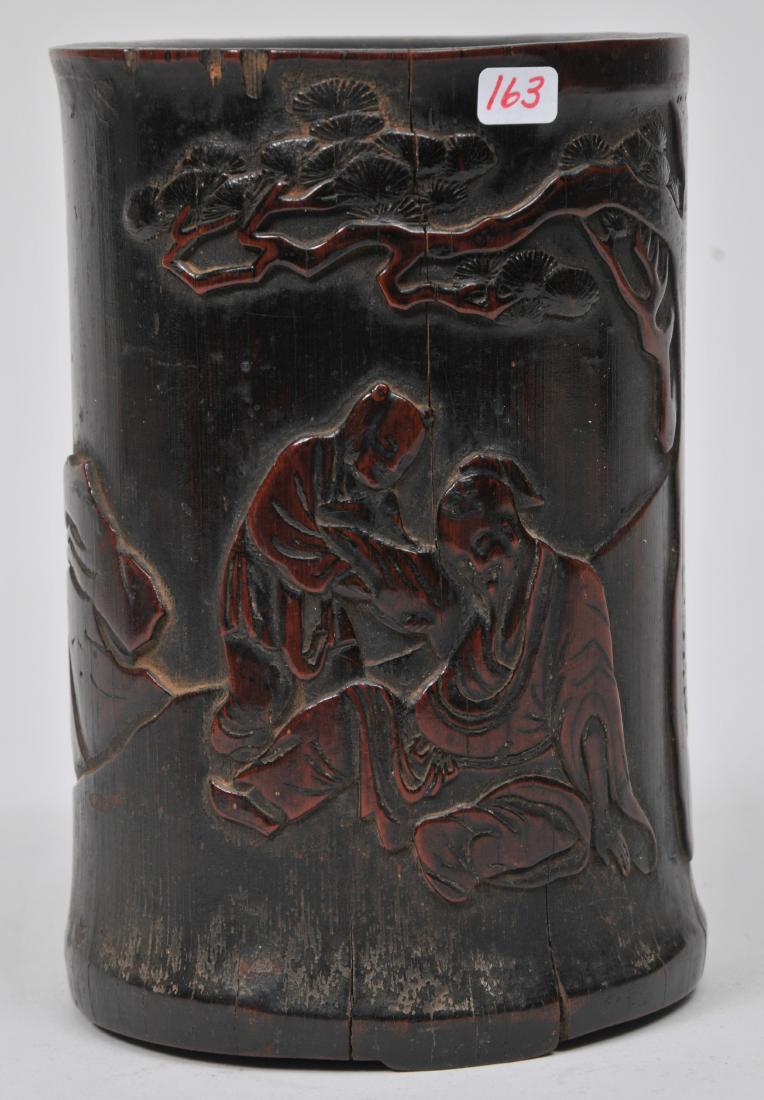 Bamboo brush pot. China. 18th century. Carving of the (1 of 7)