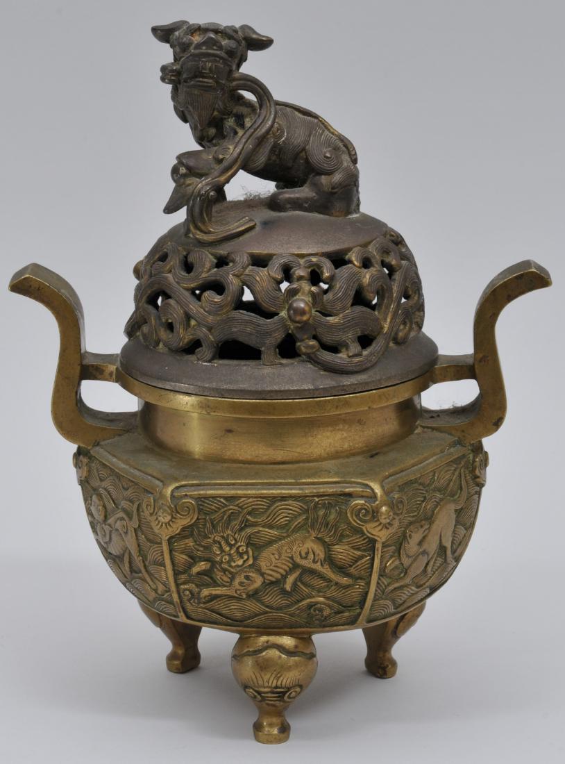 Bronze censer. China. Early 20th century. Foo Dog (1 of 8)