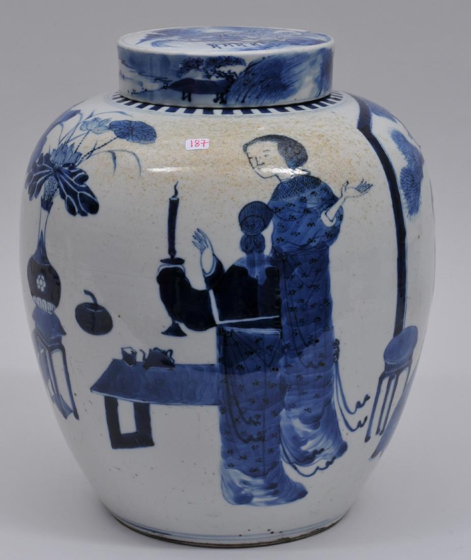 Porcelain covered jar. China. 19th century. Oviform. (1 of 9)