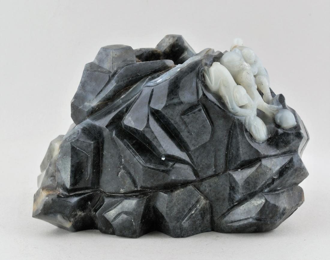 Jade brush pot. China. 19th century. Black and white (1 of 7)