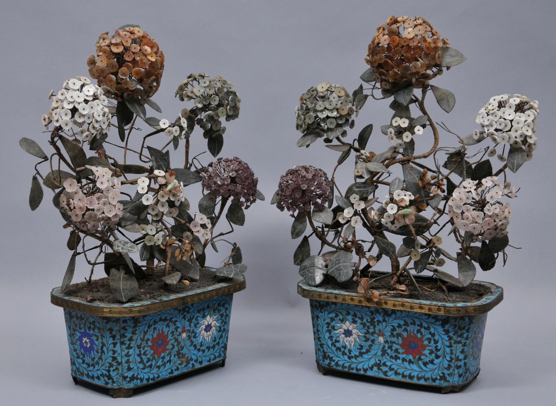 Pair of planters. China. 19th century. Cloisonne bases (1 of 10)