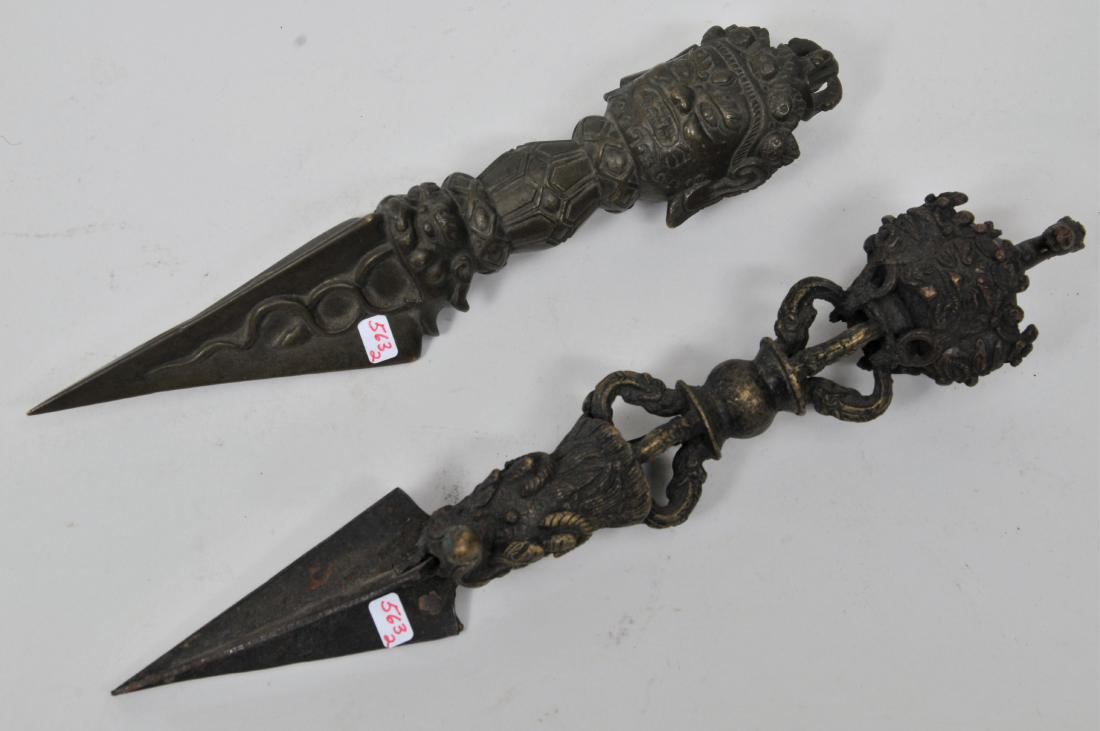 Two bronze ritual knives. Tibet. 19th century. Phurbas (1 of 8)